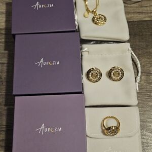 Pearls of Fortune 18k plated gold Jewelry Bundle( Ring Size 7)